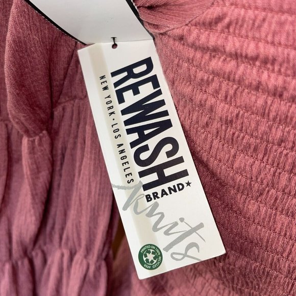 NWT Rewash Ruffled Solid Long Sleeve Square Neck Blouse Evening Top‎ Pink XL - Picture 4 of 6